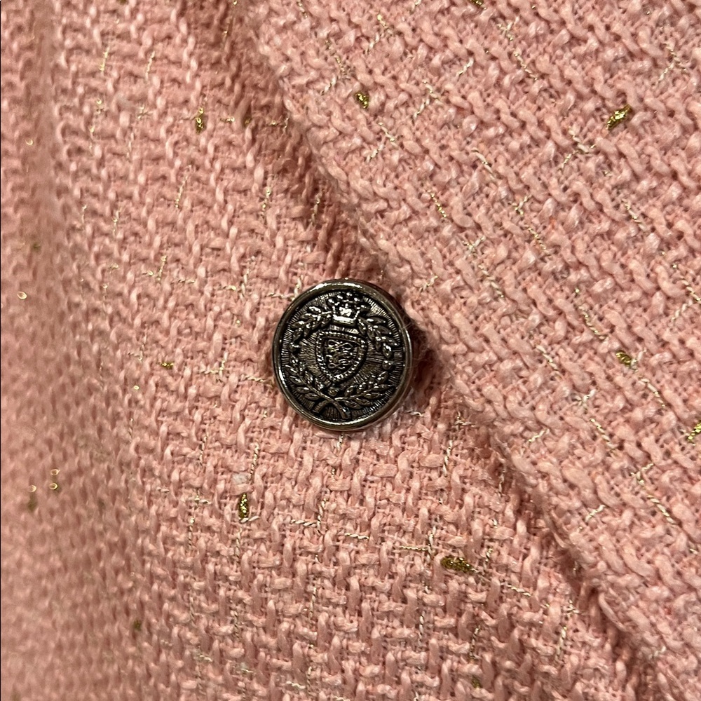 Mina Self Pink and Gold Speckled Double-Breasted Blazer, size medium - Picture 7 of 13